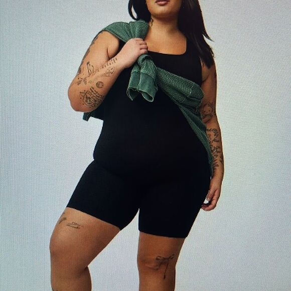 New! Torrid Seamless Ribbed Mid-Thigh Bodysuit Black Square Neck Size 2X NWT - Picture 2 of 14